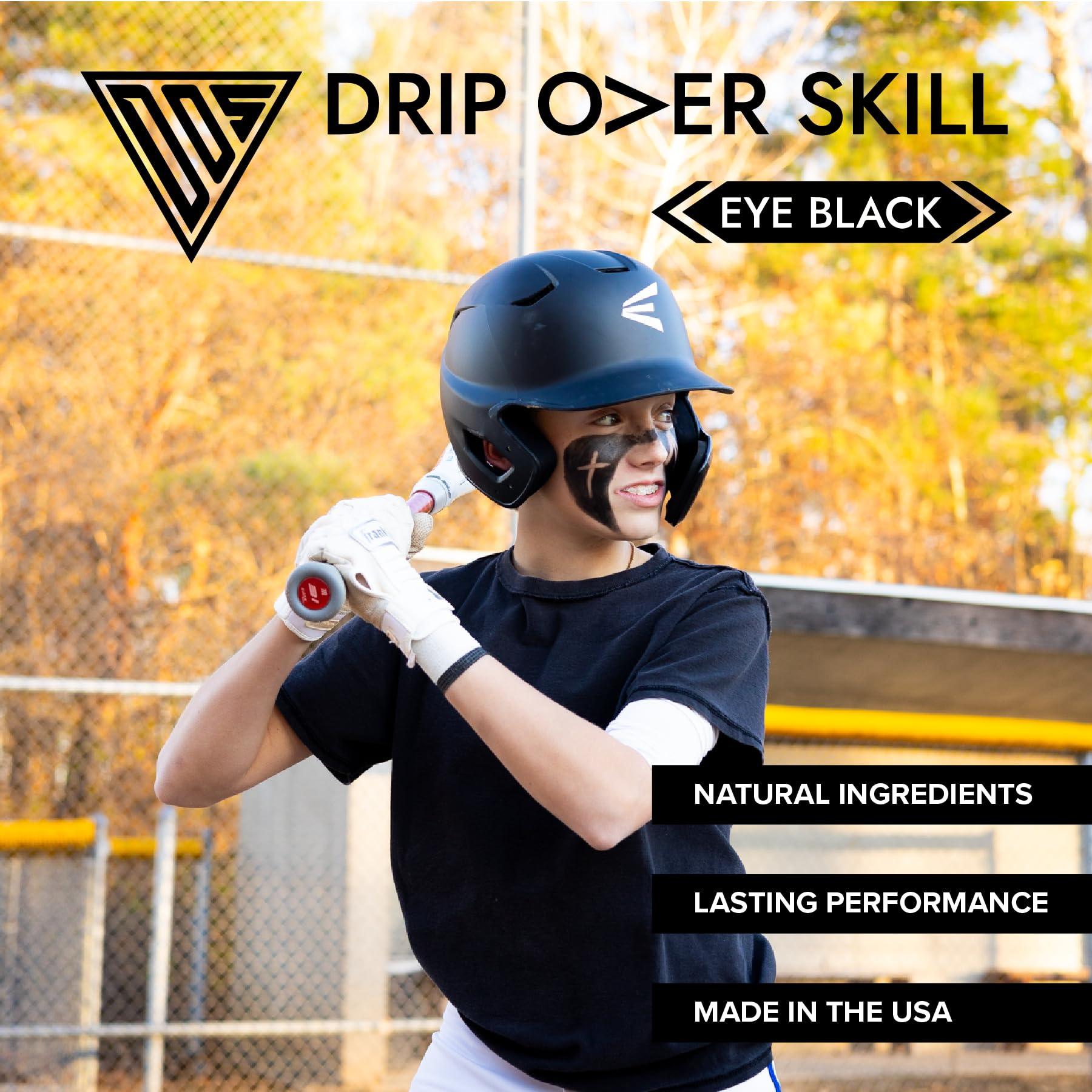 Drip Over Skill D.R.I.P Over Skill Sports Eye Black Stick, Face Paint for Baseball, Softball, Lacrosse, Football, Soccer, Hockey, Natural Ingredients, Hypoallergenic & Dermatologist Tested,1 Pack w/Keychain Sleeve