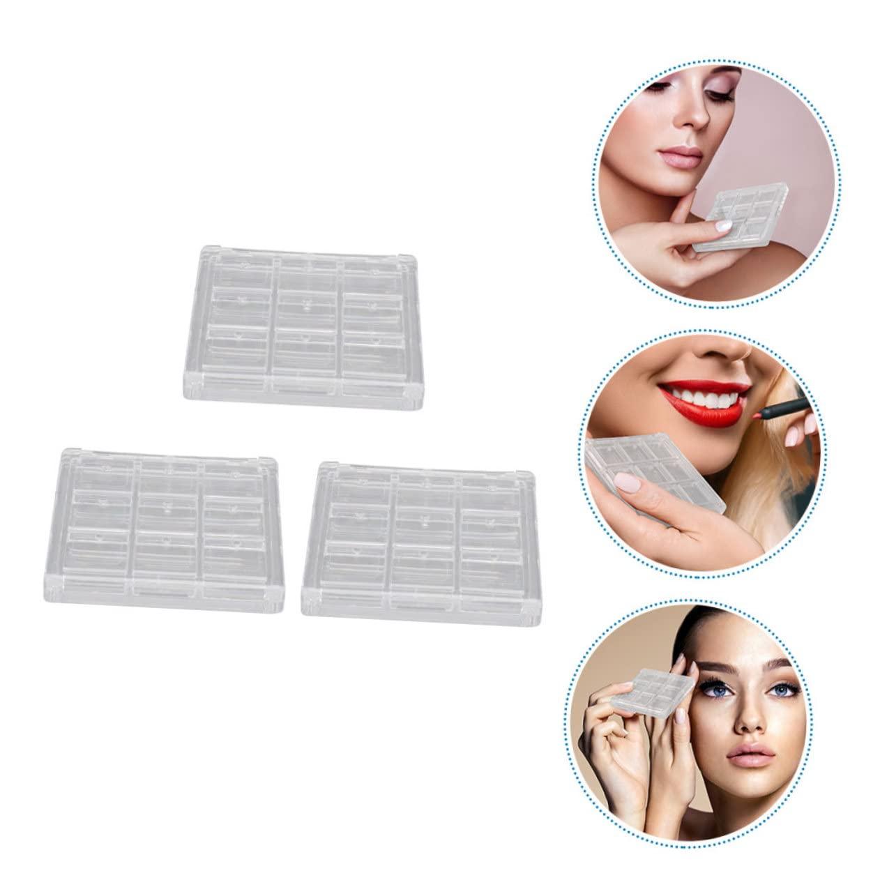 Healeved Healeved 3pcs Boxes Eye Shadow Box Clear Makeup Case Eyeshadow Sub Container Makeup Tray Sheer Lipstick Travel Container Loose Powder Containers Empty Blush White Pp Square Makeup Powder
