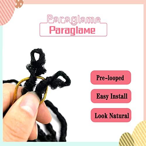 Paraglame Ombre Faux Locs Crochet Hair 14 Inch New Soft Locs 8 Packs Pre-looped Crochet Braids Short Soft Goddess Locs Curly Wavy Croceht Hair for Women(1B/30/27, 8packs)