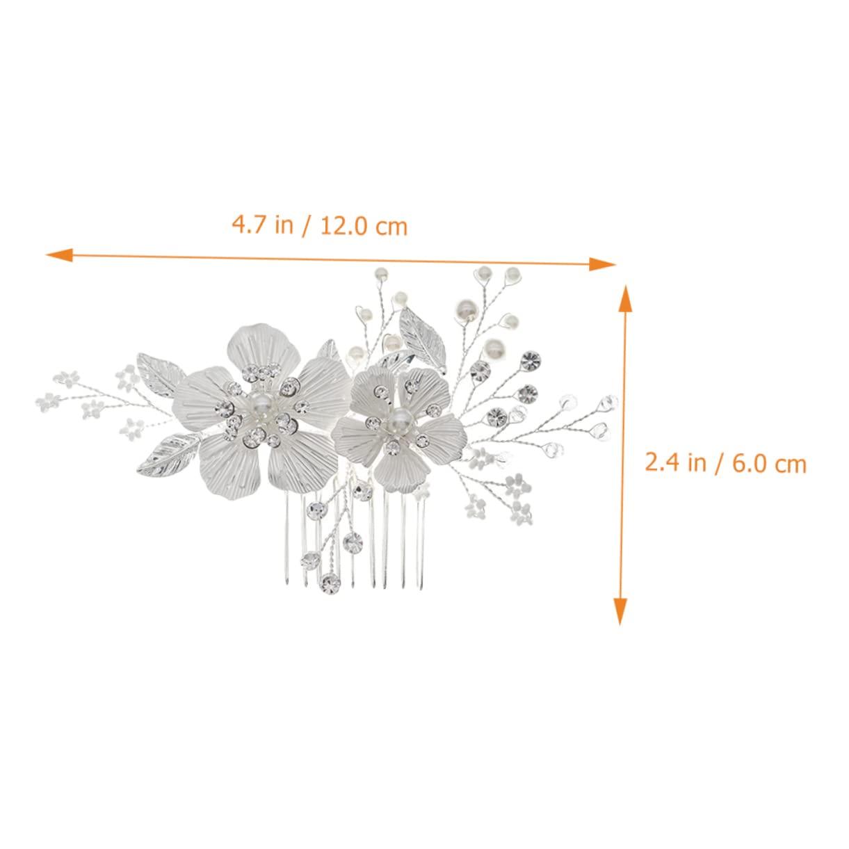 Angoily Angoily Bridal Hair Accessories Fancy Red Hair Comb Rhinestone Hair Comb Wedding Hair Bridal Hairpins Hair Wedding Accessories Rhinestone Headpiece Styling Zinc Alloy Silver