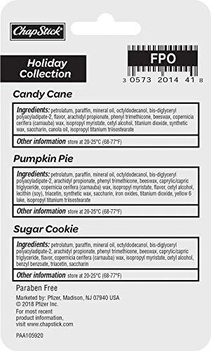 ChapStick ChapStick Holiday Limited Edition Seasonal Flavored Lip Balm Tube, Candy Cane, Pumpkin Pie & Sugar Cookie Flavors, 0.15 Ounce Each, 6 Sticks Total
