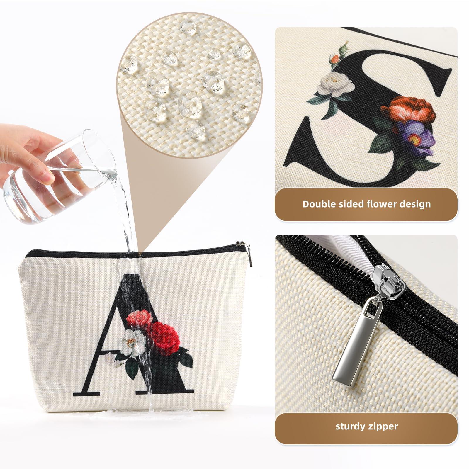 Gyflo Personalized Cosmetic Bag, Initial Makeup Bag Travel Letter K Make up Bags for Women Cute Makeup Bag with Zipper Monogrammed Makeup Bag Gifts for Friends Women(K)