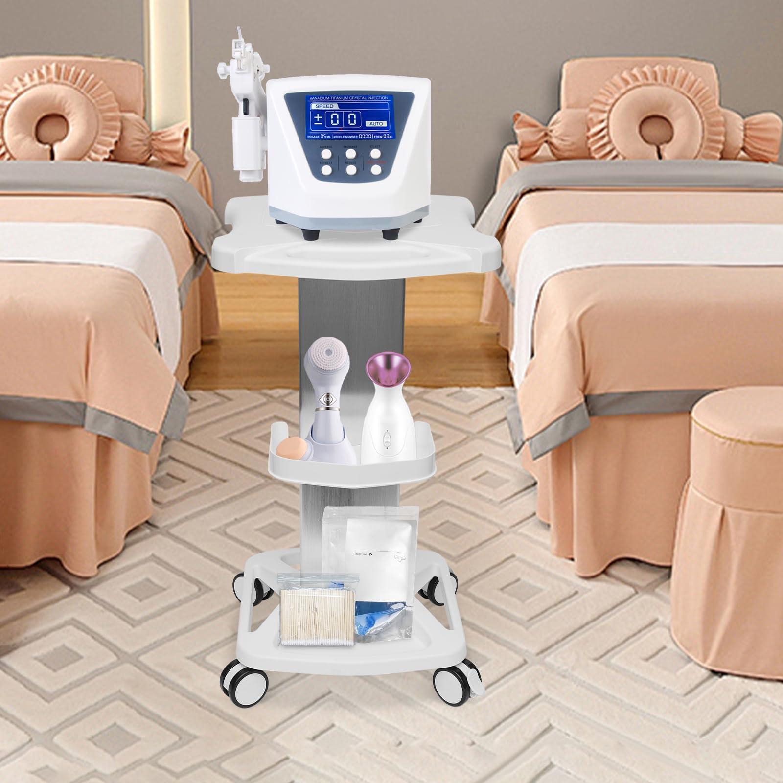 DDBESSIC Rolling Utility Cart, 3-Tier Medical Utility Cart Mobile Workstation with Tray Salon Lab Mobile Medical Trolley Cart Professional Cart for Home Hospital Office Medical Clinic, White