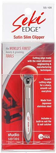 Seki EDGE Seki Edge Satin Slim Nail Clipper (SS-109) - Stainless Steel Fingernail Clippers With Nail File & Nail Catcher - Slim Design to Shape Nails for Men & Women - Made in Japan