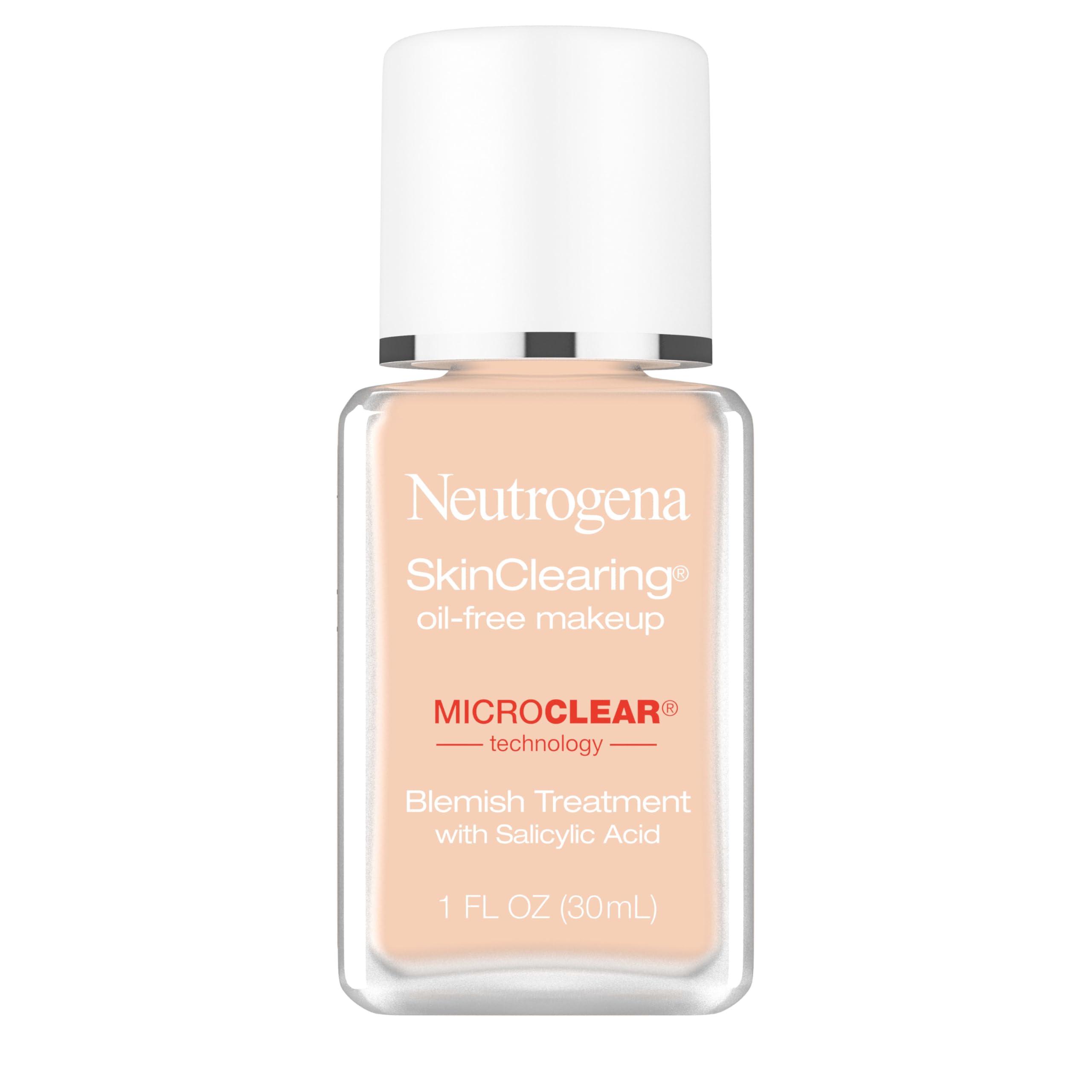 Neutrogena Neutrogena SkinClearing Oil-Free Acne and Blemish Fighting Liquid Foundation with.5% Salicylic Acid Acne Medicine, Shine Controlling Makeup for Acne Prone Skin, 40 Nude, 1 fl. oz