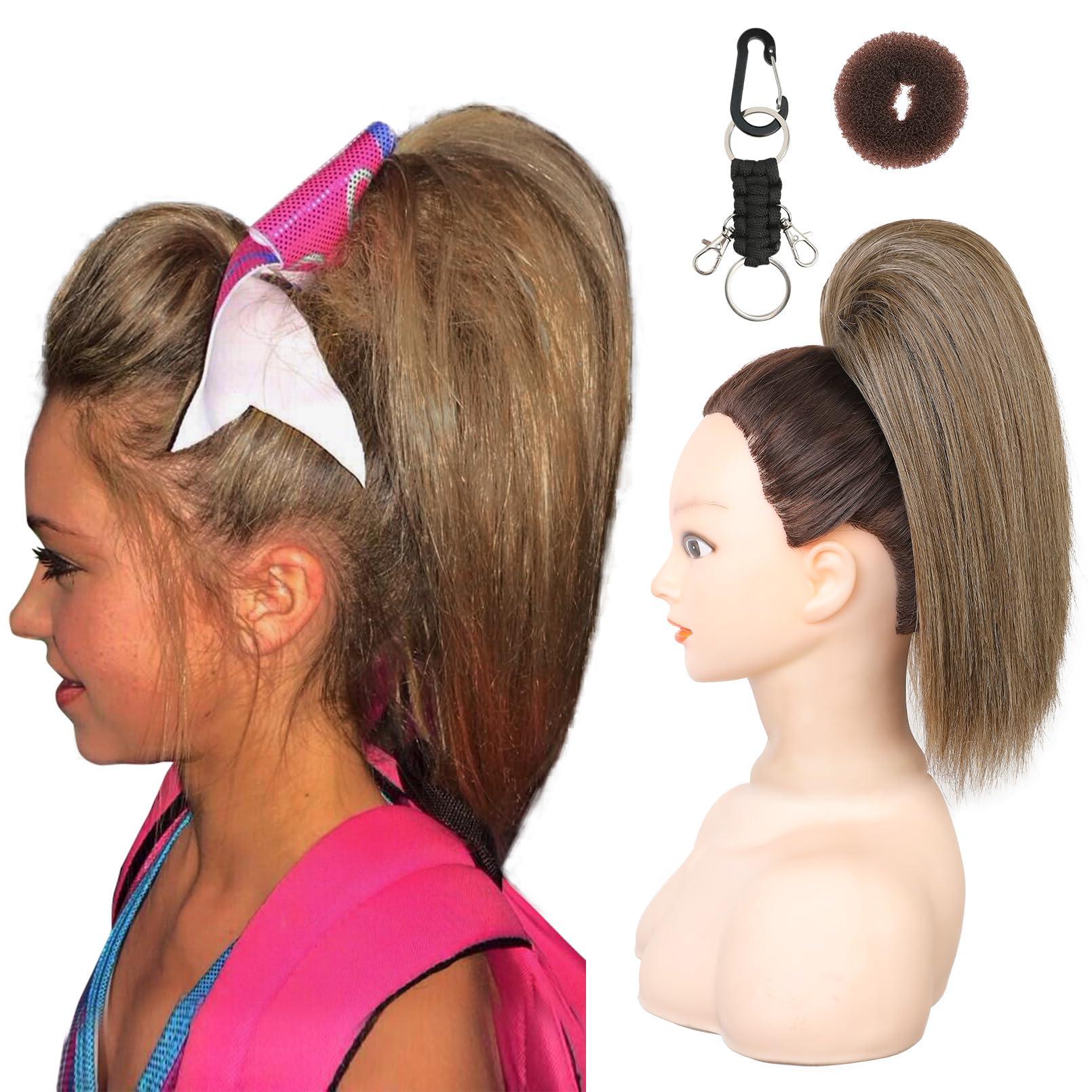 SEIKEA SEIKEA Cheer Ponytail Hair Piece, 10\" Straight Tangle-Resistant Smooth Natural Blonde Cheerleader Hairpiece Ponytail Extension for Cheer Competition, Dance, Performance, Ash Blonde