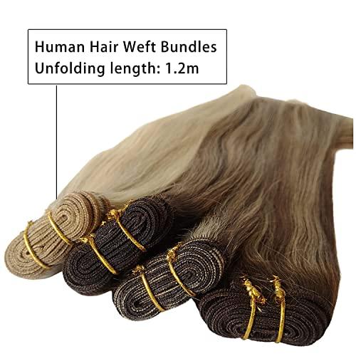 Munx Highlight Sew in Weave Bundles Golden Blonde with Medium Blonde Highlights Natural Seamless Brazilian Remy Hair Weave Bundles Double Weft Full Head (22inch #16p22 120g)