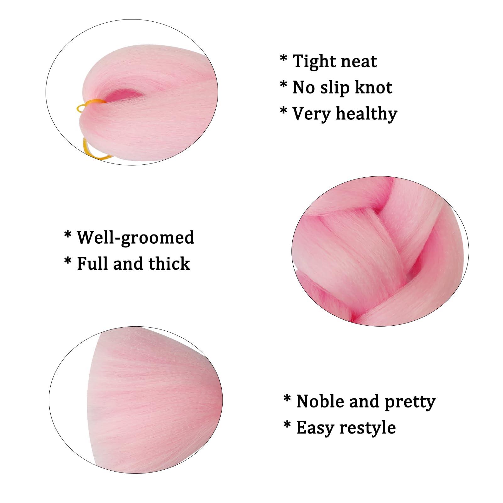 Herina Herina Pink Braiding Hair One Pack Baby Pink Fake Braids In Hair Extensions Colored French Pink Braid High Temperature Fiber Light Pink Jumbo Braids(1pc/pack)