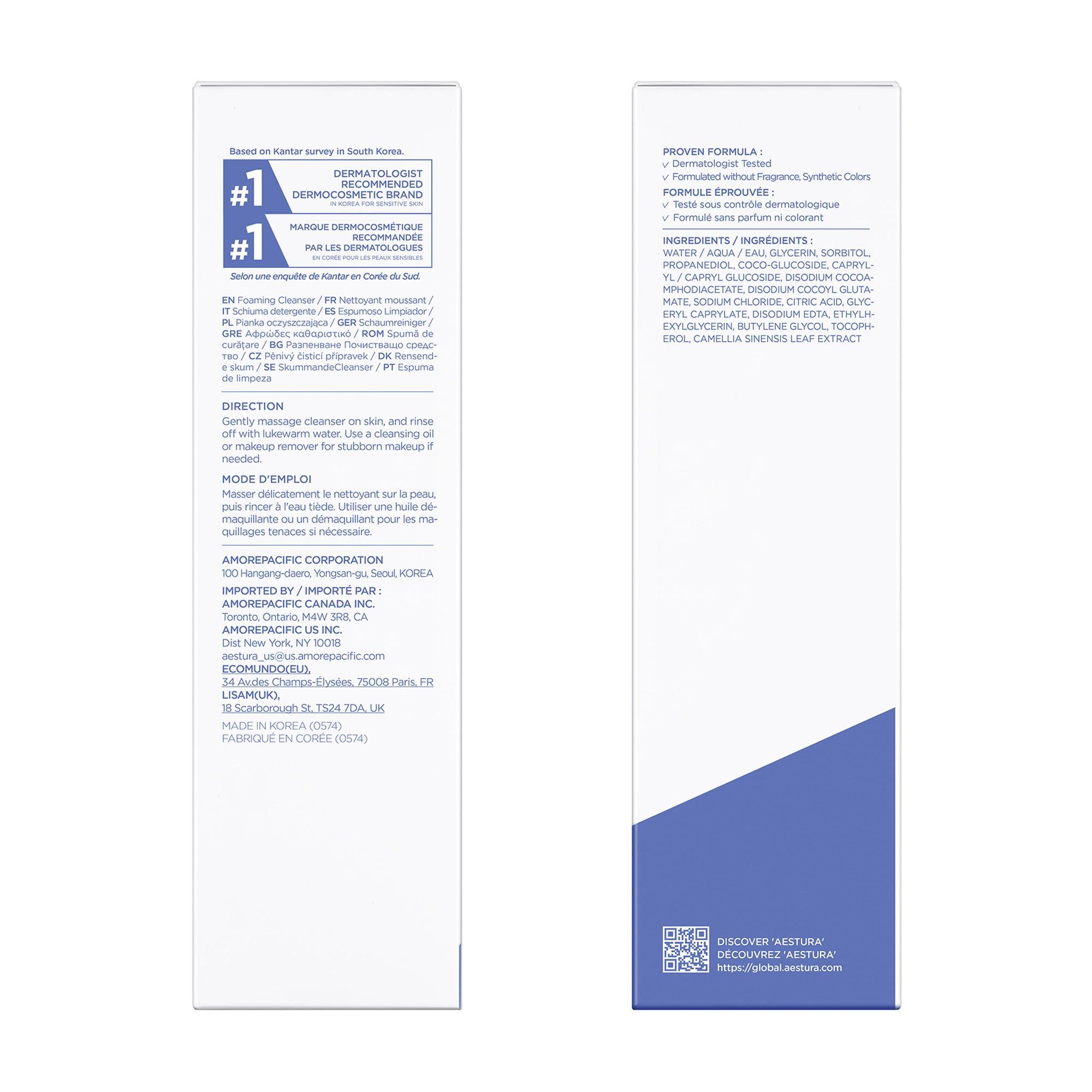 AESTURA AESTURA ATOBARRIER365 Gentle pH-Balanced Foaming Cleanser with Ceramides | Korean Face Wash for Skin Moisture Barrier Repair, Hydrating Formula, Suitable for Dry Skin, 150ML / 5.07 oz.