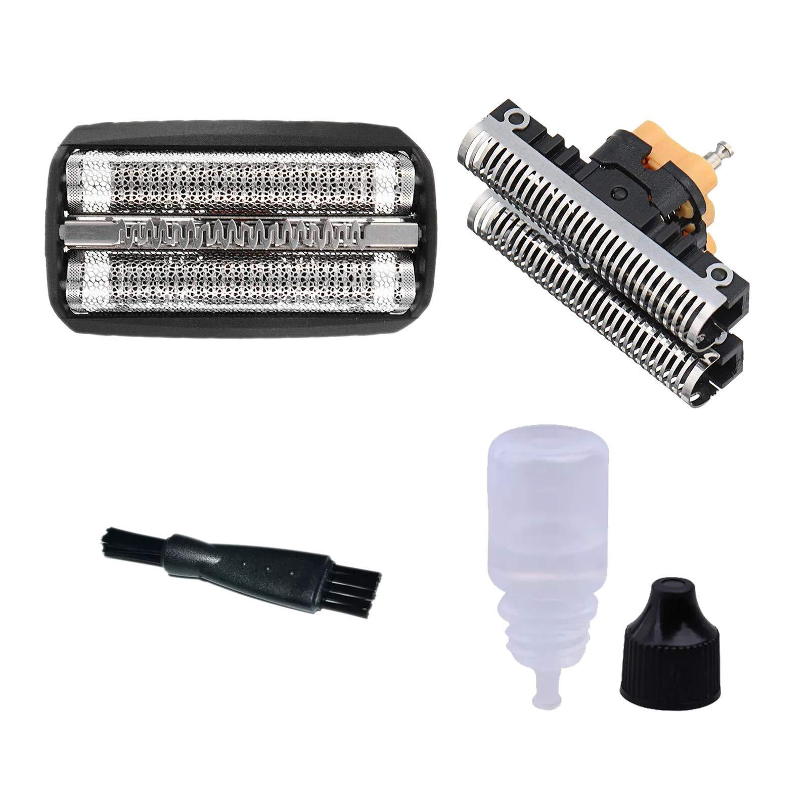 USonline911 Shaver Foil&Cutter w/Rozor Shaver Oil+ Clean Brush for Braun 31S 31B 5000 6000 Series 3 350 360 380 5612 5770 6520
