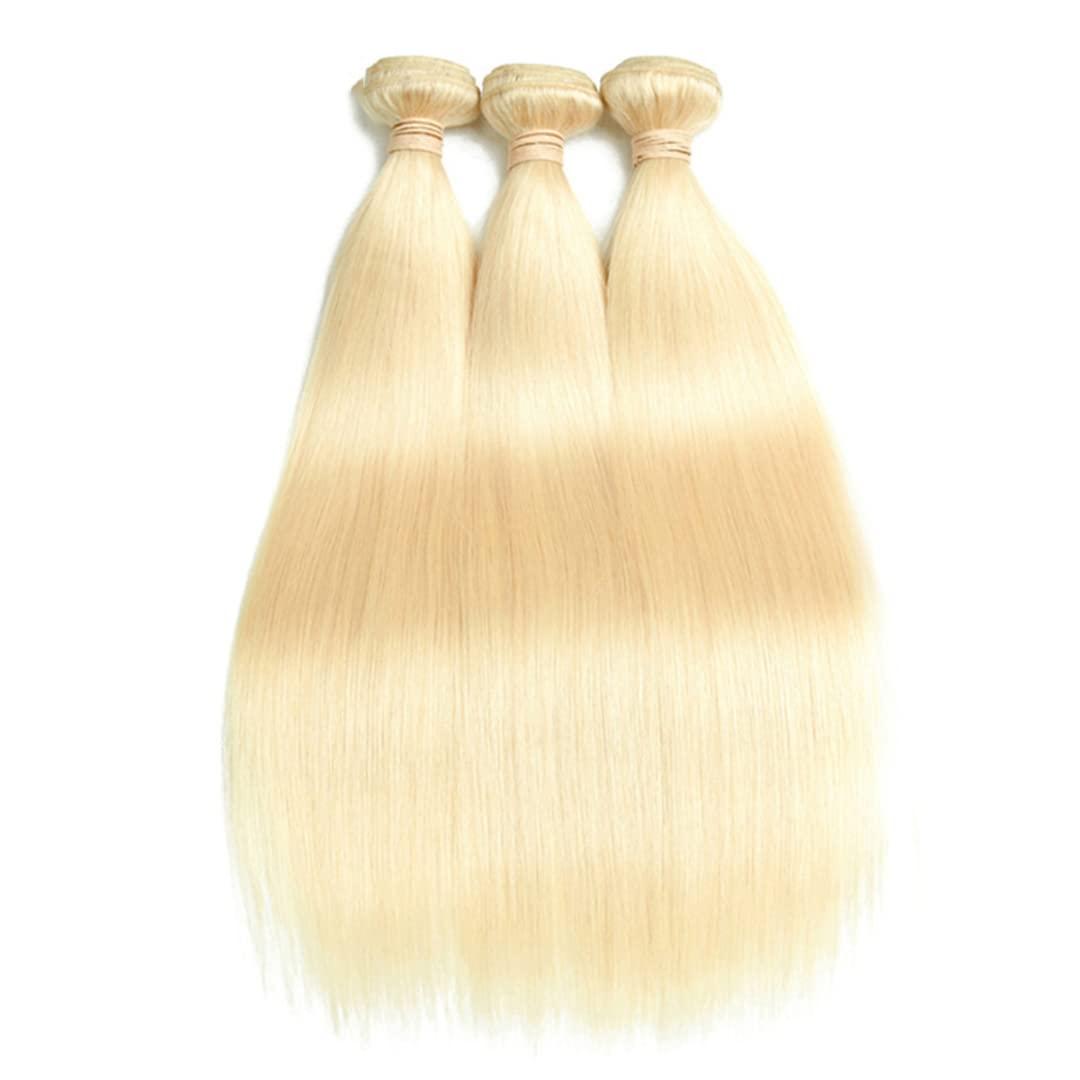 FInspiational 613 Blonde Bundles With Closure Brazilian Straight Hair Remy Human Hair Weave Bundles 613 Honey Blonde Bundles With Closure 24 26 28 & Closure20