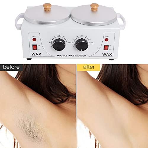 Upgraded Double Wax Warmer Professional Machine Pot Hot Heater Salon Heater Warmer Hair Removal Wax Pot Machine 20 100 Heater Warmer Hair Removal with Wooden Wax Sticks