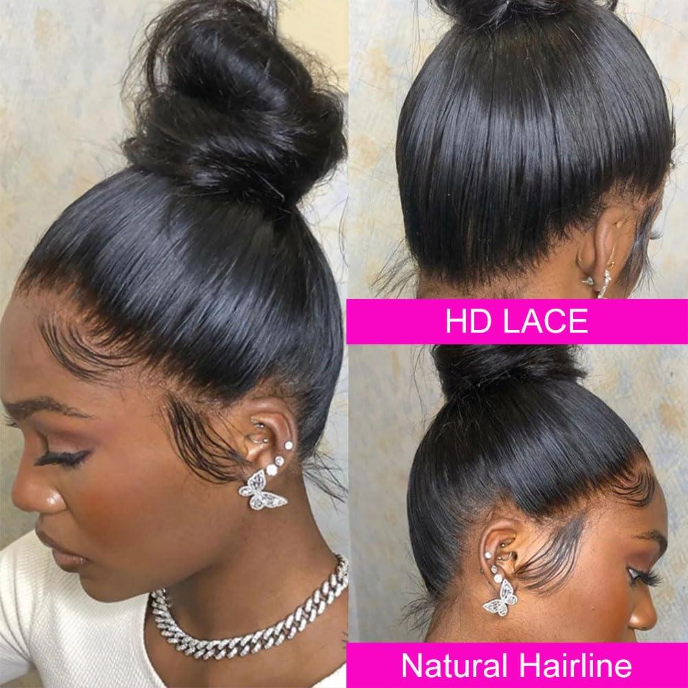 Ossilee Ossilee 24 Inch 200% Density 360 Lace Front Wigs Human Hair Wigs for Black Women Straight 360 Full Lace Frontal Wigs Human Hair HD Lace Front Wigs Human Hair Pre Plucked Pre Bleached