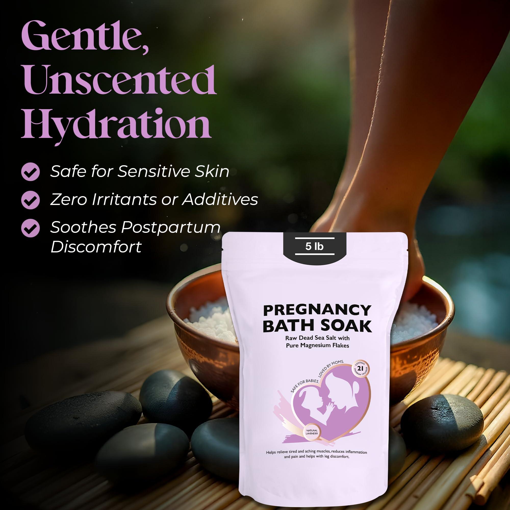 Aromasong Aromasong Dead Sea Pregnancy Bath Soak 5 LB - Natural Lavender with Pure Magnesium Flakes & Minerals - Used for Pregnancy & Postpartum Muscle Ache & Leg Discomfort - Better Absorbing Than Epsom Salt