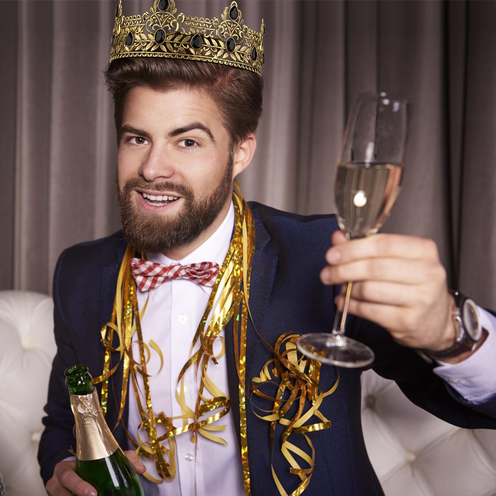 TOBATOBA TOBATOBA King Crowns for Men, Antique Gold Prom King Crown Medieval Crown Royal Crown Medieval Renaissance Costume Men Prince Crown Birthday Crown Boy Hair Accessories for Halloween Costume Cosplay