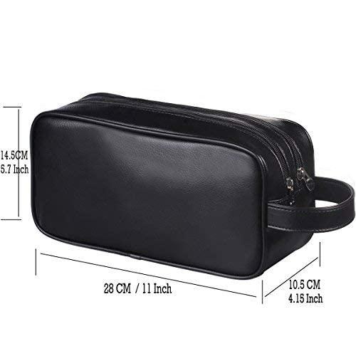 HappyDavid HappyDavid Soft PU Leather Zipped Travel Toiletry Bag Mens Ladies Supply Toiletry Bag Case(Black)