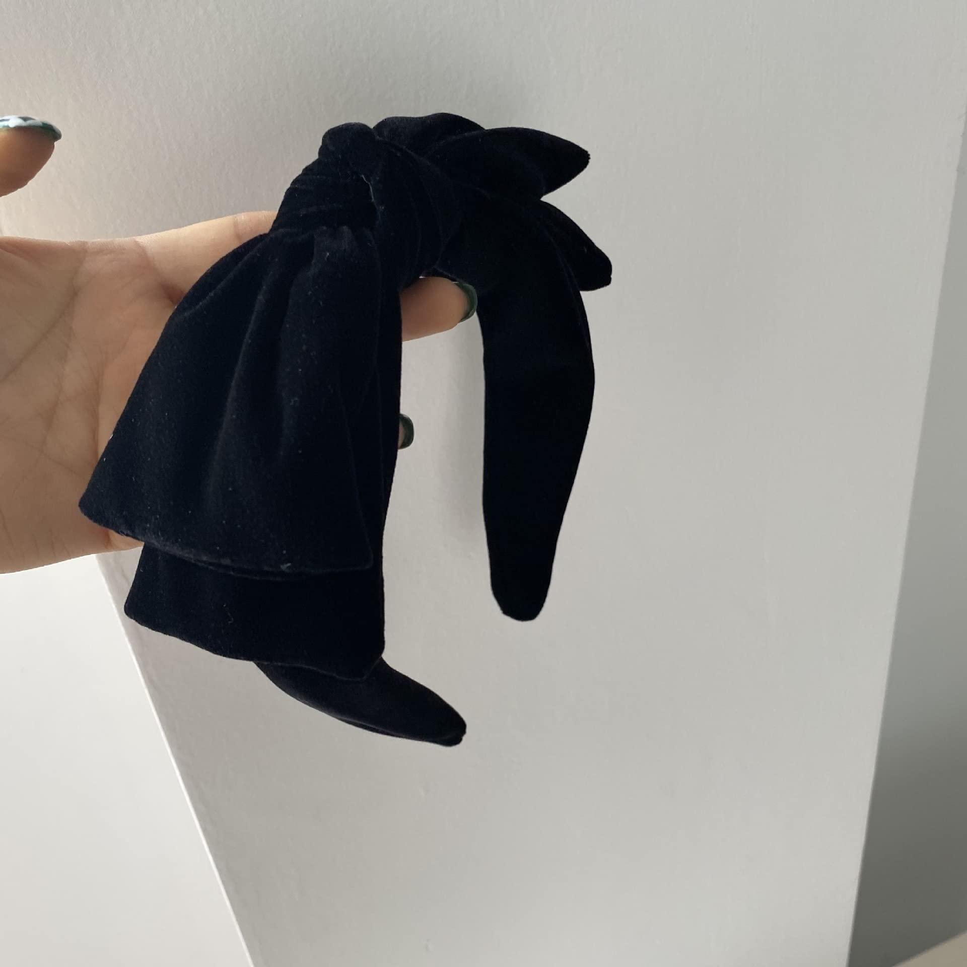 YERTTER YERTTER Dainty Black Velvet Knot Bow Turban Wide Headbands Yoga Thick Headbands Wide Hairbands Headband Headwrap Hair Band Fashion Hair Accessories for Women