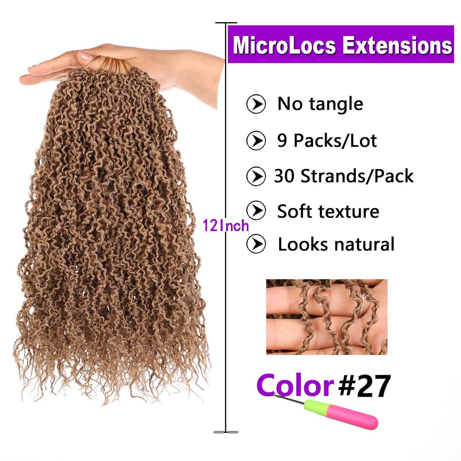 ZRQ ZRQ 12 Inch New Micro Locs Crochet Braids Light Brown Synthetic Curl Crochet Sister Locs Hair African Roots Microlocs Braids 12\'\',27