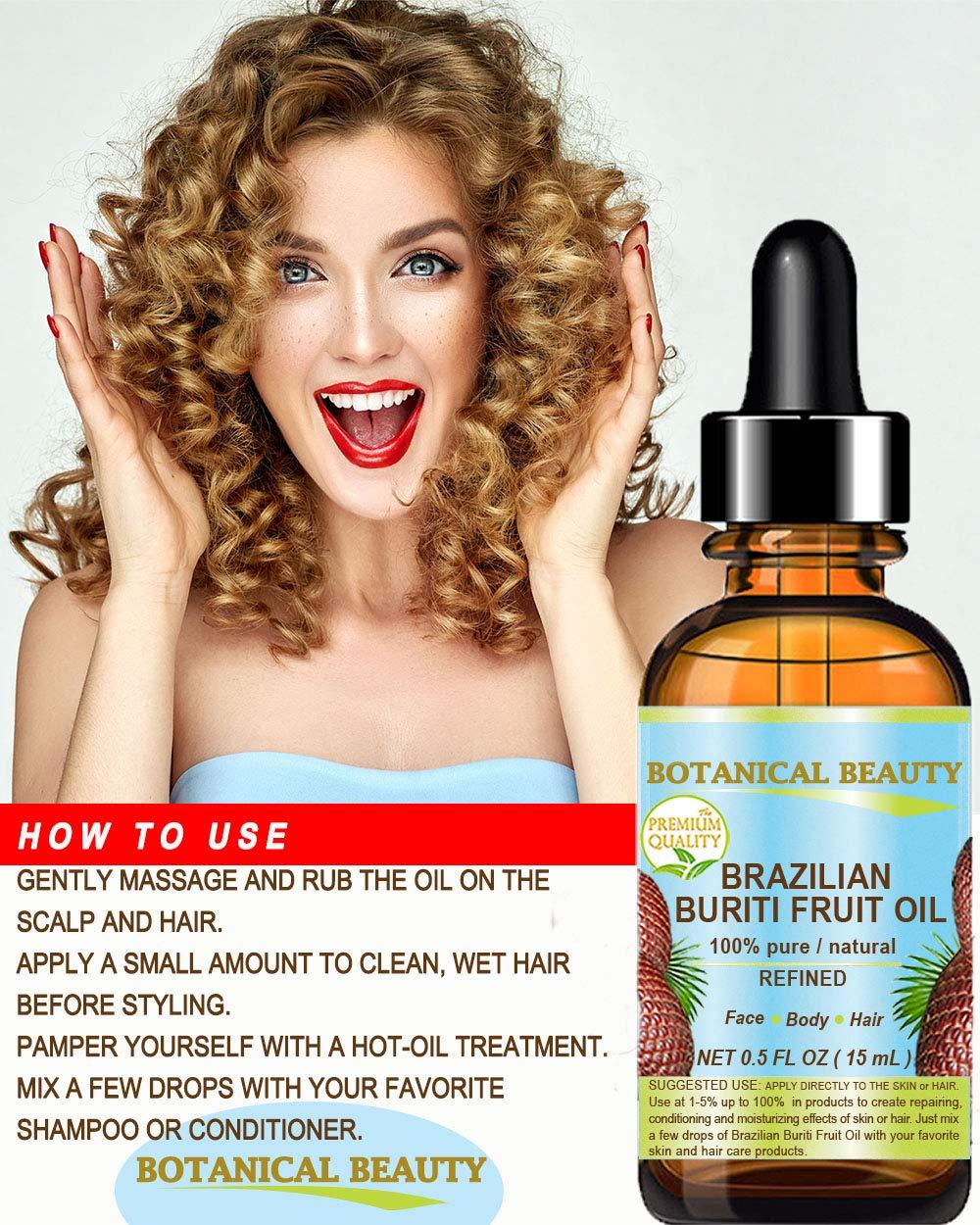 Botanical Beauty Brazilian BURITI FRUIT OIL Pure Natural Virgin Refined Cold Pressed Carrier Oil Undiluted 1 fl.oz- 30 ml for Face, Body, Hair, Lip and Nails by Botanical Beauty