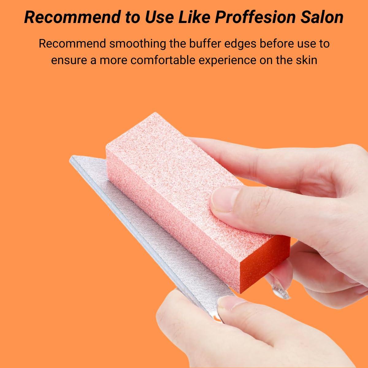 TP PLASTIC TP Plastic 3-Way Nail Buffer Block 80/80/100 Grit Orange Buffing Block for Acrylic, Gel, and Natural Nails Manicure & Pedicure Tool Set (5 Pieces, 3.5\" Long)