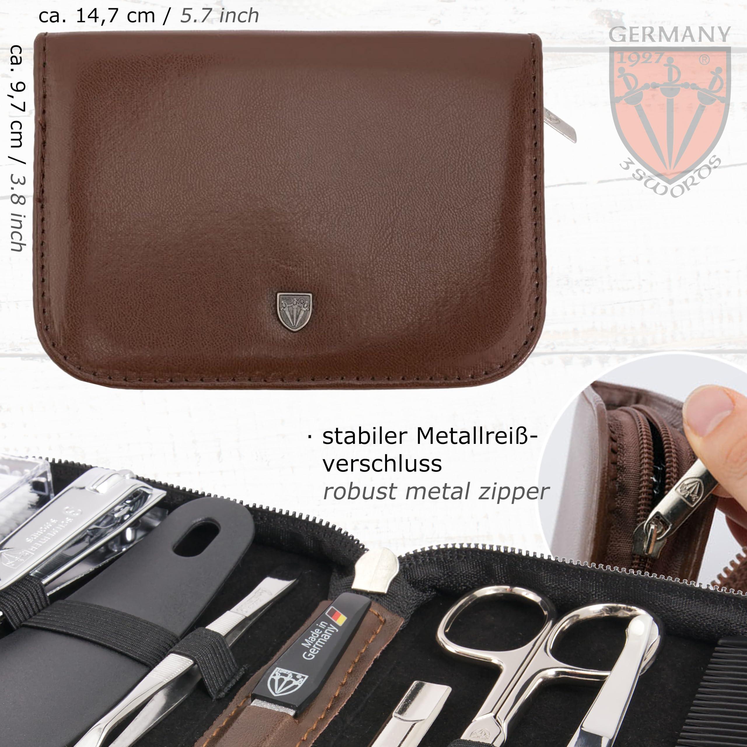 3 Swords Germany 3 Swords Germany - brand quality 10 piece manicure pedicure grooming kit set for professional finger & toe nail care tweezers file clipper fashion leather case in gift box, Made by 3 Swords (01610)