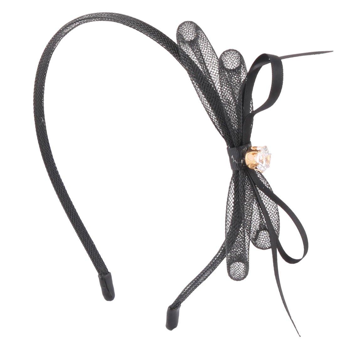Generic Qtqgoitem Plastic Alloy Girls Bowknots Diamond Decor Hair Hoop Headband Black (Model: 2f1 633 112 2b2 941)