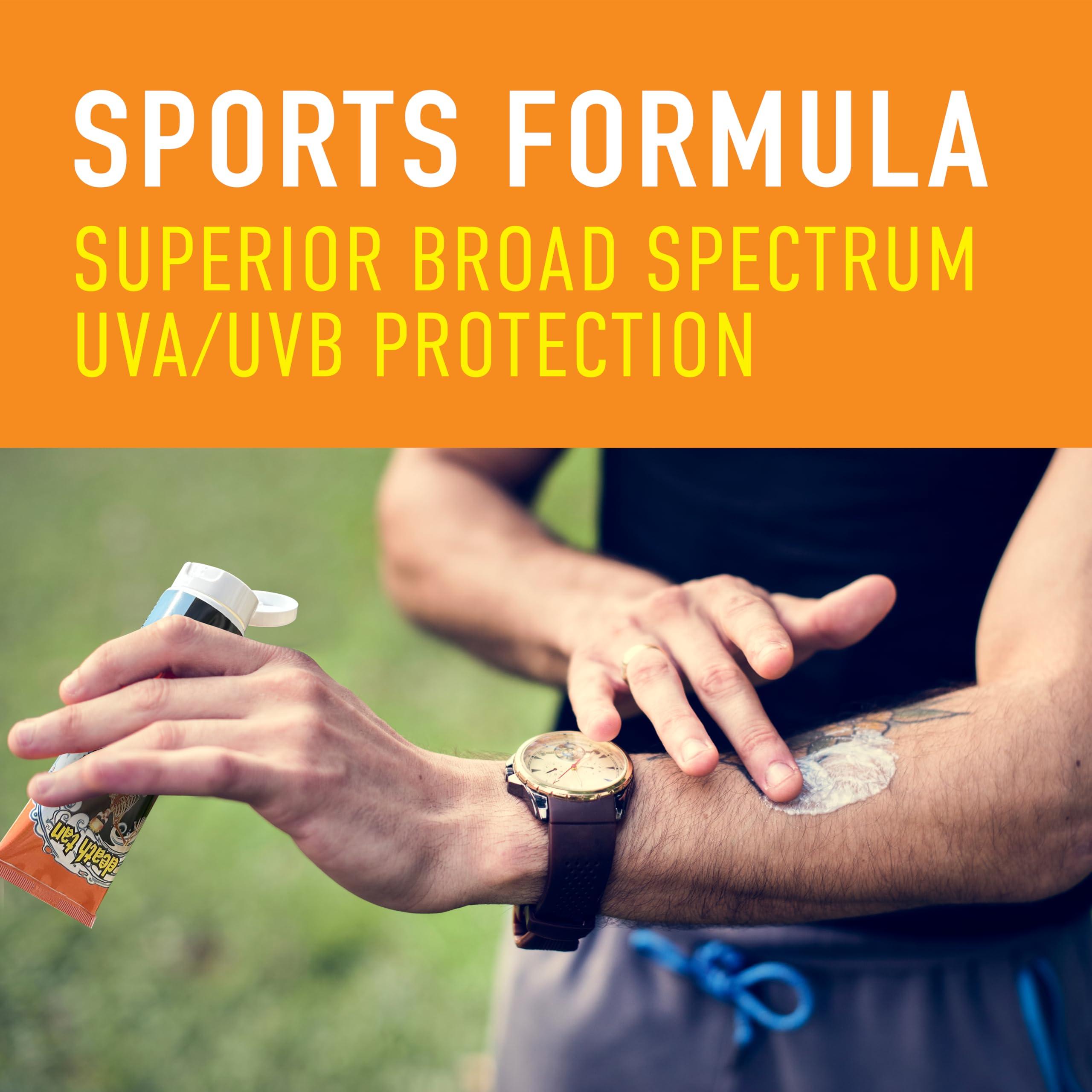 Death Tan DEATH TAN SPF 50 Sport Sunscreen & SPF 30 Lip balm Combo Pack | Octinoxate & Oxybenzone Free | Sweat & Water-Resistant for up to 80 minutes | Broad Spectrum UVA/UVB Protection