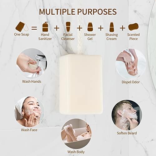 IeBilif IeBilif Bar Soap for Men, Soap On A Rope 4 Bar Pack Men's Soap, Body and Face Natural Bath Soap For Men 200g/7.05 Oz each