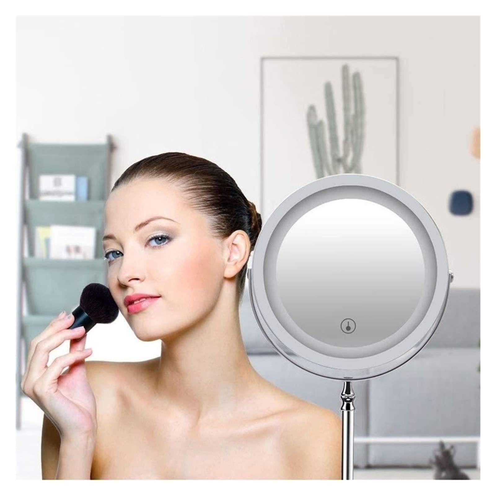 Eliveshown Eliveshown Countertop Vanity Mirrors LED Lighted Makeup Vanity Mirror with A Non-Slip Pedestal 7 Inches Double-Sided 10X Magnifying