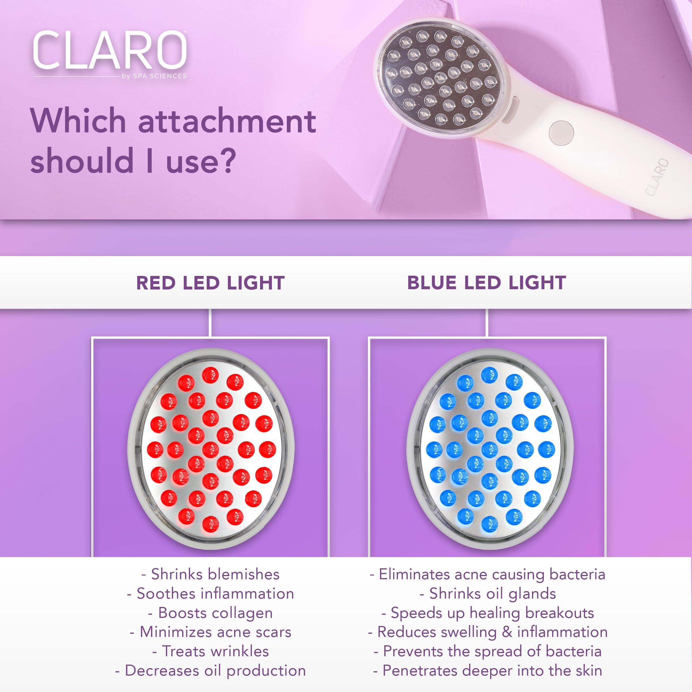 SPA SCIENCES Spa Sciences CLARO Clinically Proven Blue & Red LED Acne Treatment Light Therapy System-FDA Cleared-Rechargeable- Professional Home Acne Healing/Clearing Treatment