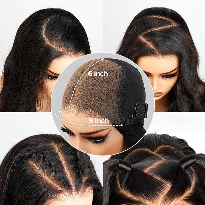 ELENINE 9x6 HD Lace Closure, Ultra-thin Invisible HD Lace Closure Single Knot Pre-Plucked 12A Grade Virgin Hair Straight Style Undetectable Melted Lace Closure Human Hair (9x6 ST lace closure, 20inch)