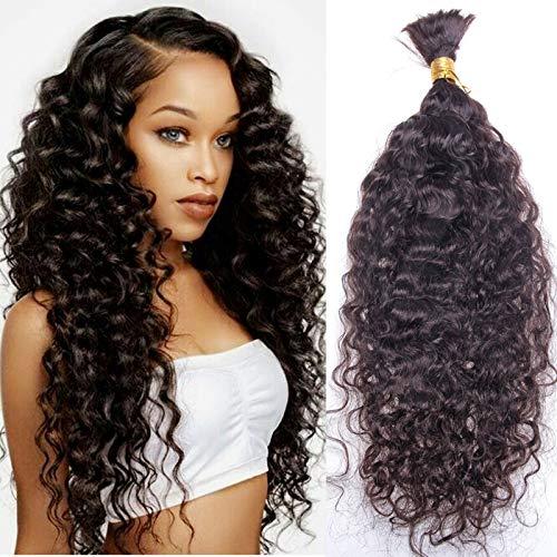 RJ HAIR Water Wave Human Hair Bulk For Braiding Brazilian Hair Weave Bundles Bulk Natural Color Remy Human Hair Extension Bulk No Wefts (14inch, 2#)