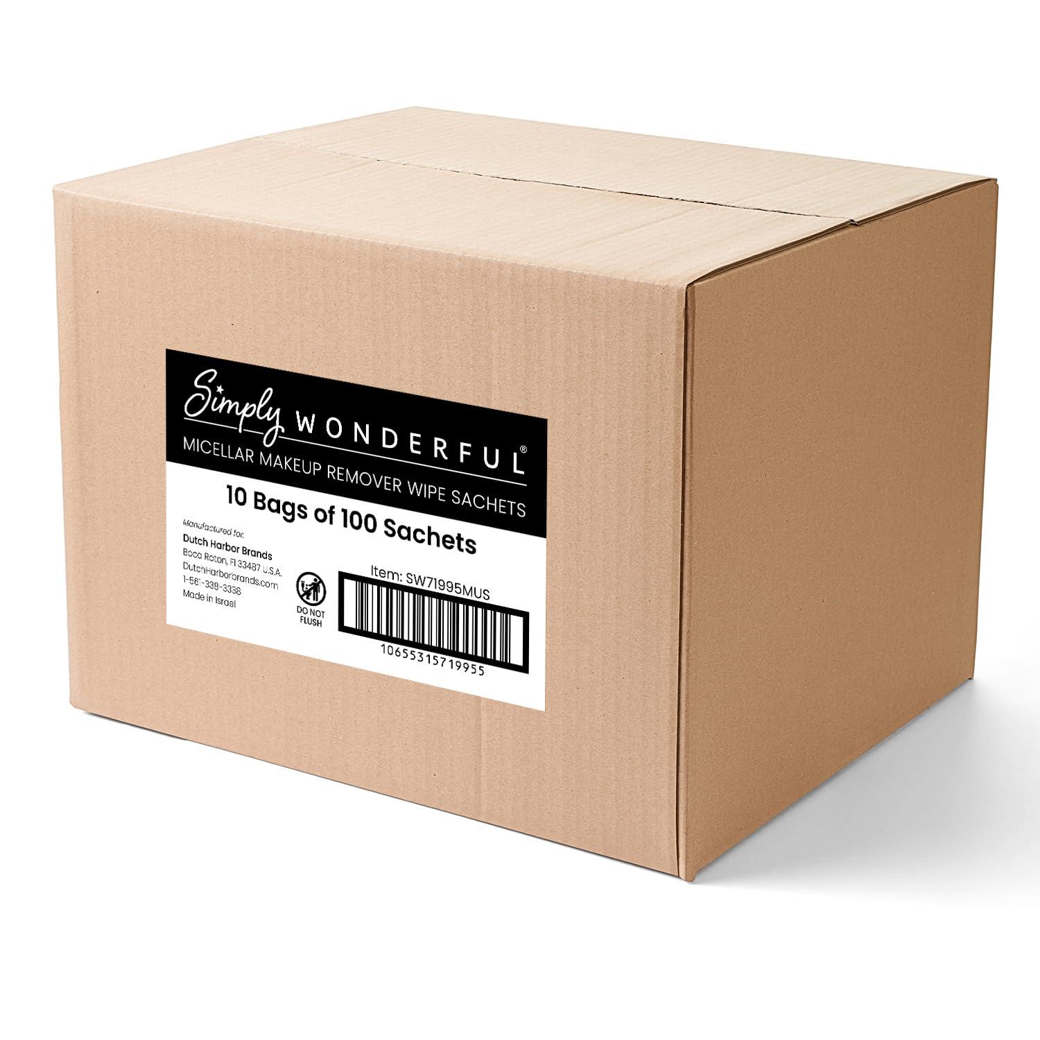 Simply Wonderful Simply Wonderful Makeup Wipes Remover - Micellar Water Makeup Remover Wipes individually Wrapped - Facial Cleansing to Remove Makeup, Mascara, Lipstick, Oil and Dirt, 1000 Bulk Makeup Wipes