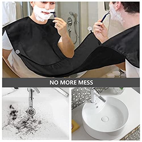 Kingsmile Kingsmile Beard Hair Catcher, Beard Bib Apron for Men, Beard Bib & Beard Apron, Beard Catcher with 2 Suction Cups, Hair Clippings Catcher, Shaving Apron for Shaving & Trimming, Waterproof Black