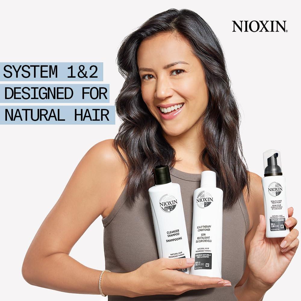 Nioxin Nioxin System 2 Kit for Natural Hair with Progressed & Advanced Thinning Hair, 3 Piece Kit