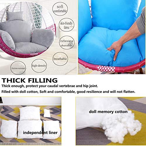 CFMZ Egg Chair Cushion Only, Outdoor Thicken Swing Chair Seat Cushion, Large Garden Hammock Chair Cushion Cover, Washable Cover Hanging Egg Chair Cushion Replacement Mat PadsHaze Blue