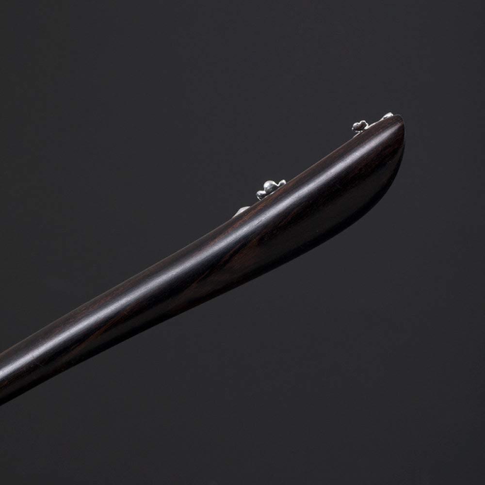 FANLIKIKI Chignon Pin Hair,Hair Sticks,Hair Chopsticks,S925 Silver Hair Sticks for Buns,Plum Bossom Hair Chopsticks Elegant Hair Pins Stick Chinese Classical Wooden Chopsticks