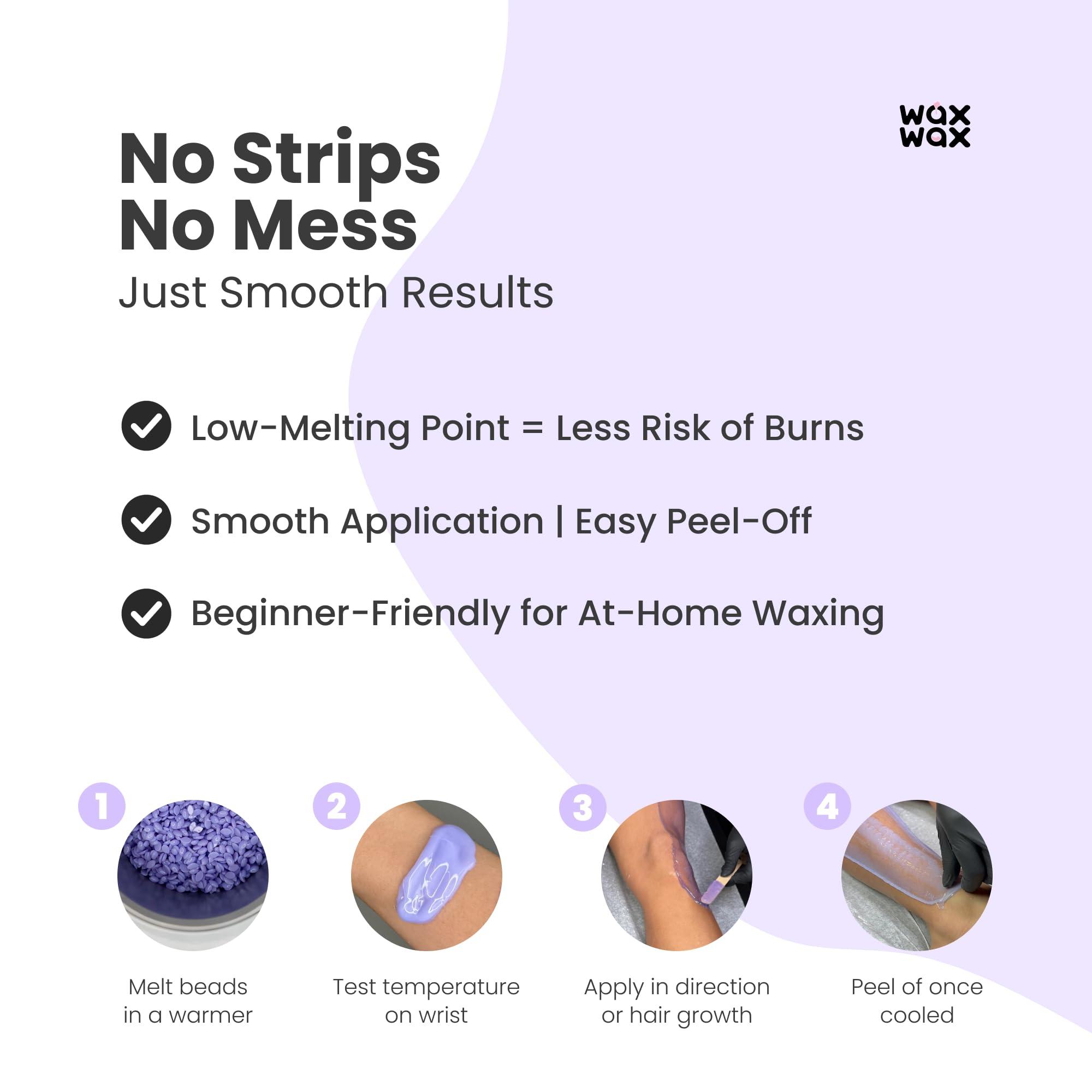 Wax Wax Wax Wax - Hard Wax Beads (1.1lb/500g) - Hypoallergenic & Natural Polymer - Pain-Free, Low Temperature, No Strips Required, Hair Growth Prevention & Easy to Remove. (Orchid - Hypoallergenic)