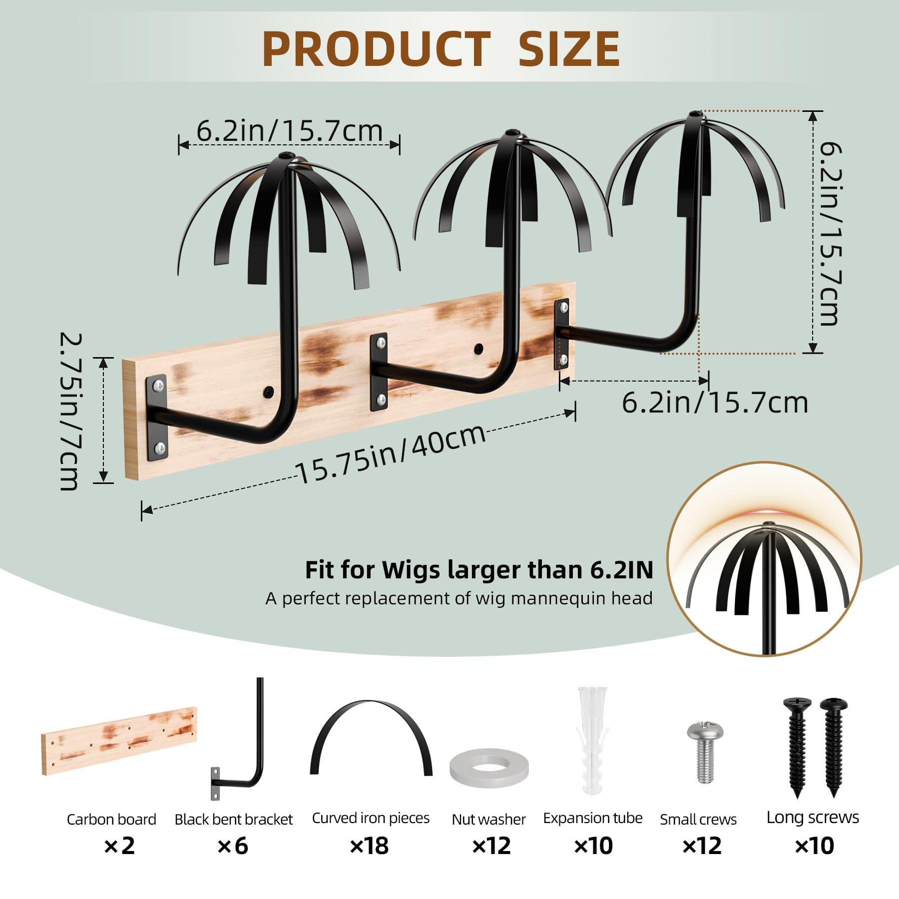 MEEMENG Wig Holder for Multiple Wigs,Sturdy Hanging Wig Storage Organizer, Wall Mounted Wig Hanger Rack, 6 Pcs Wig Stand for Wigs Drying, Styling, Display, Wig Keeper/Storage Solution-Preserving Wig Shape