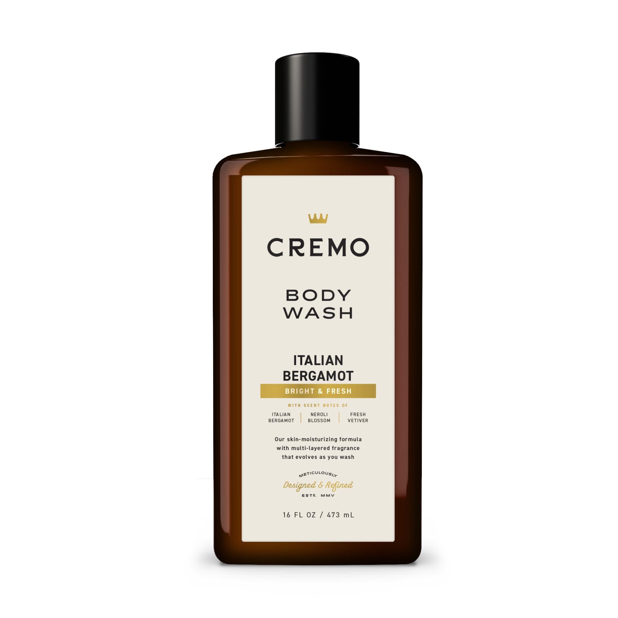 Cremo Cremo Body Wash Men, Notes of Italian Bergamot, Neroli Blossom, and Fresh Vetiver, Rich-Lathering Italian Bergamot, 16 Fl Oz