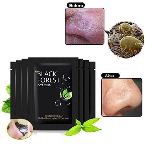 Boolavard Black Forest Spa Black Mask, Black Head Remover Mask, Mineral Black Mud Nose Mask, Blackhead Anti Acne Pore Remover Peel Off Blackhead Mask Deep Cleansing (10pcs)
