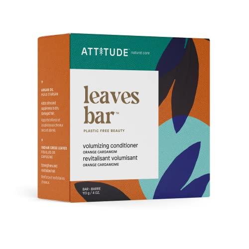 ATTITUDE ATTITUDE Hair Conditioner Bar, Plant- and Mineral-Based Plastic-free Beauty Care, Vegan and Cruelty-free, Volumizing, Orange Cardamom, 4 Oz
