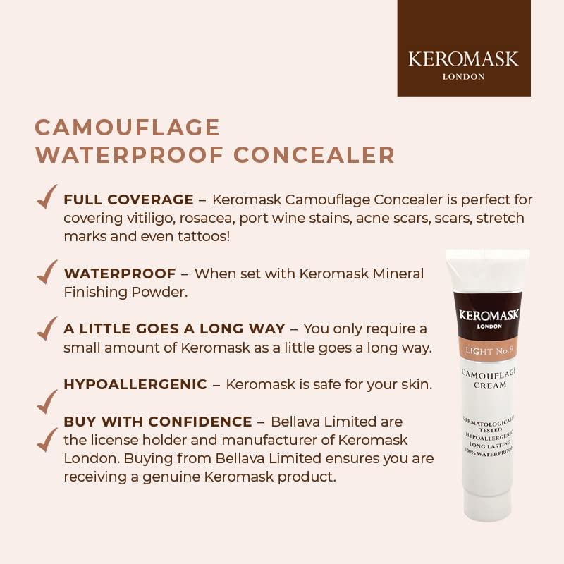 Keromask Keromask Full Coverage Concealer | Medium No 11 | Camouflage Makeup | Waterproof Concealer | Hypoallergenic | Vitiligo, Tattoo, Rosacea, Tattoo Cover |24 Shades