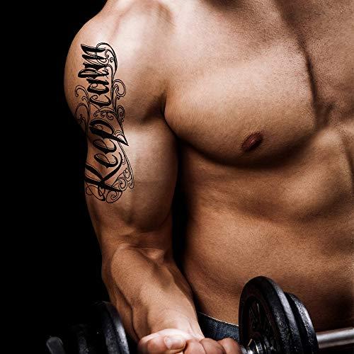 AWLEE Temporary Tattoos for Men Women Black Large Tribal Totem Body Art Makeup Stickers Half Arm Fake Tattoo Waterproof Removable (Pattern4)