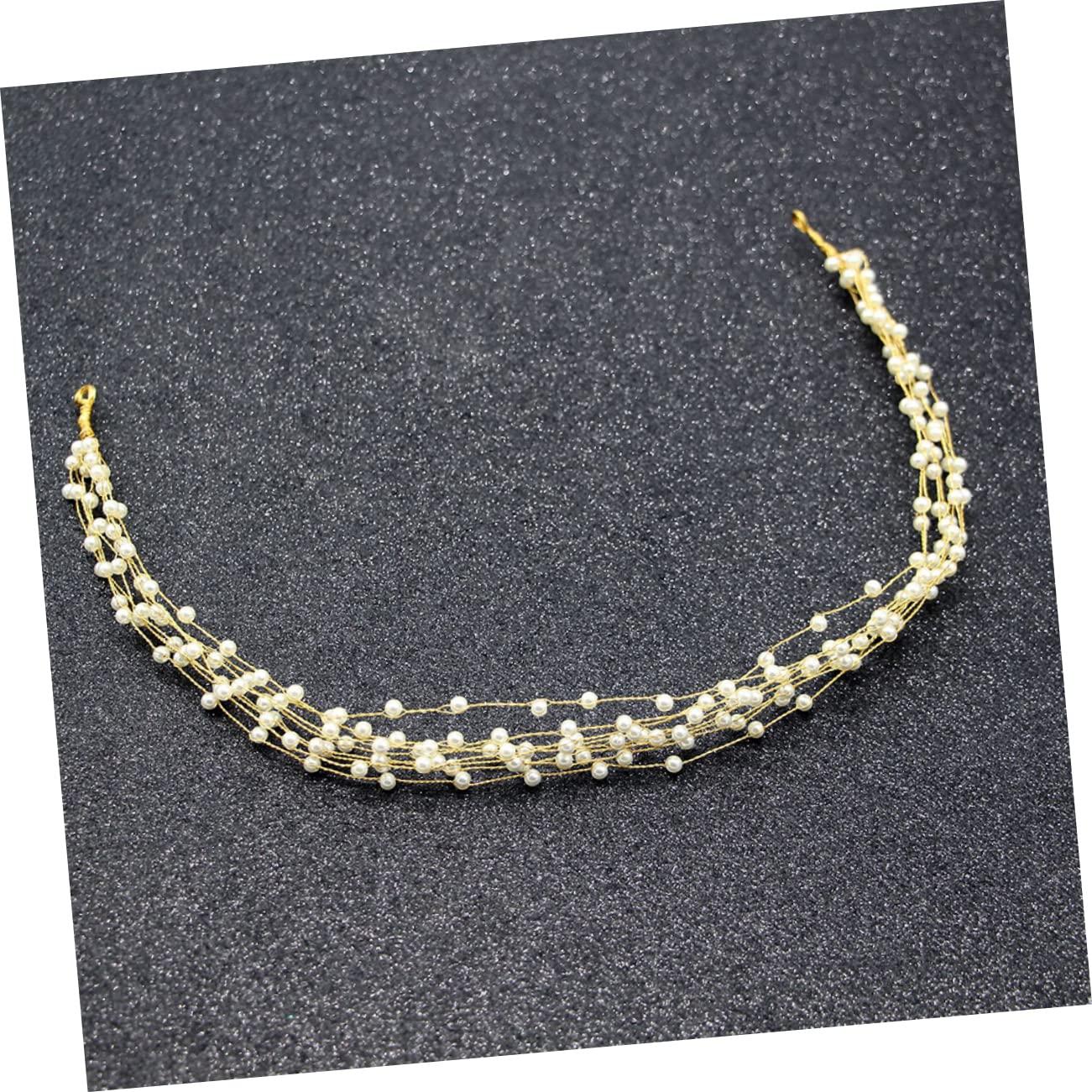 NOLITOY NOLITOY Wedding Headpiece Hair Ribbons Wedding Hair Accessories Bridal Hair Accessories Bridal Headdress Bridal Headpiece Pearl Headband Wedding Headband