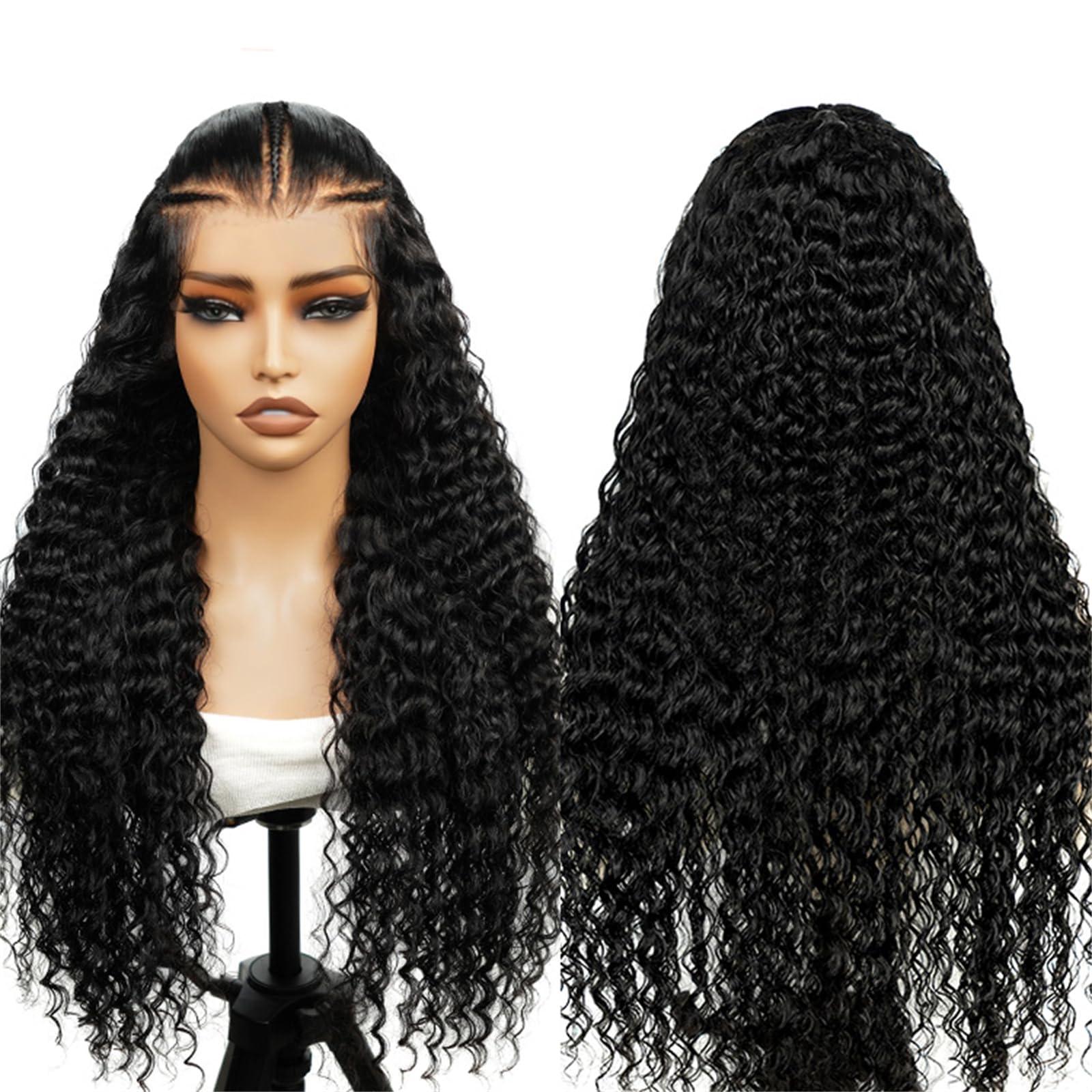west kiss west kiss Hair Stylist Wig Pre Braided Pre Cut Ready to Go Glueless Wigs Water Wave 13x4 Lace Front Wigs Human Hair Pre Bleached 250% Density 26 Inch