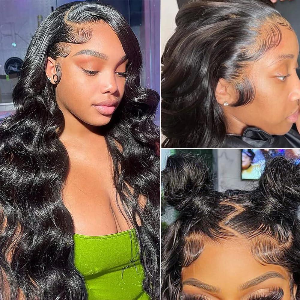 Tuneful Tuneful 13x6 Body Wave Lace Front Wigs Human Hair Pre Plucked 220% Density 13x6 HD Transparent Lace Frontal Wigs Human Hair 26 Inch Glueless Human Hair Lace Front Wigs for Women