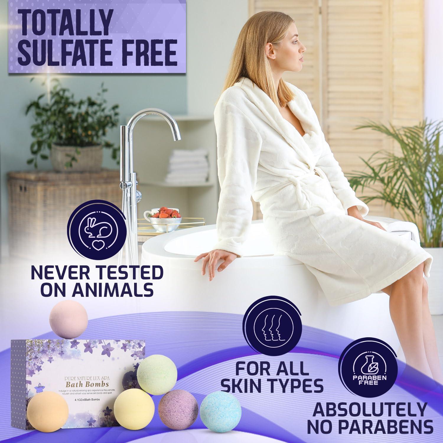 PURE NATURE LUX SPA Pure Nature Bath Bombs Gift, Set 6, and Aromatherapy Shower Steamers, Set 6