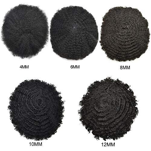 Generic Afro Toupee For Black Men Weave Hair Units Thin Skin Injection PU Human Hair Replacement System African American Wigs for Man Curly Hairpiece Prosthetics (Afro Curl 10mm, 1B Off Black)