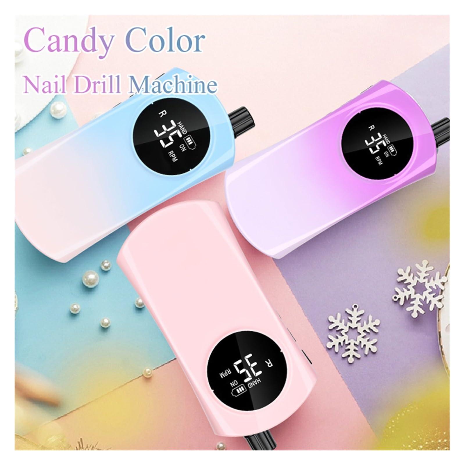 ROLTIN ROLTIN Electric Nail Drill, 35000RPM Portable Electric Nail Drill Machine with LCD Display, Rechargeable Nails Sander for Acrylic Gel Polish Easy to Use, Purple